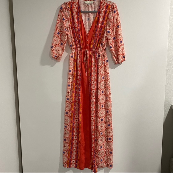 Piper & Scoot Long Floor Length Dress Coral Maxi - Picture 2 of 6